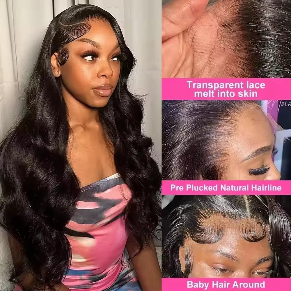 30 Inch Body Wave Human Hair Front Wig 13x6 Hd Lace Transparent Frontal wig Pre Plucked Brazilian Human Hair Wigs For Women