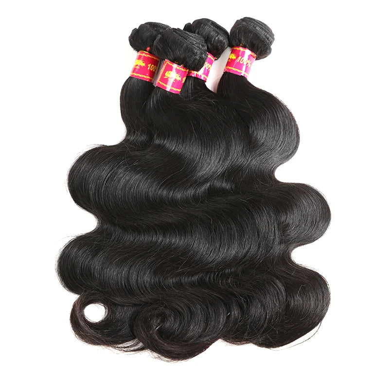 Ali Queen Hair Brazilian Body Wave Raw Virgin Hair Weaving Natural Color 8-34 inches 3/4Pcs 100% Human Hair Weave Bundles