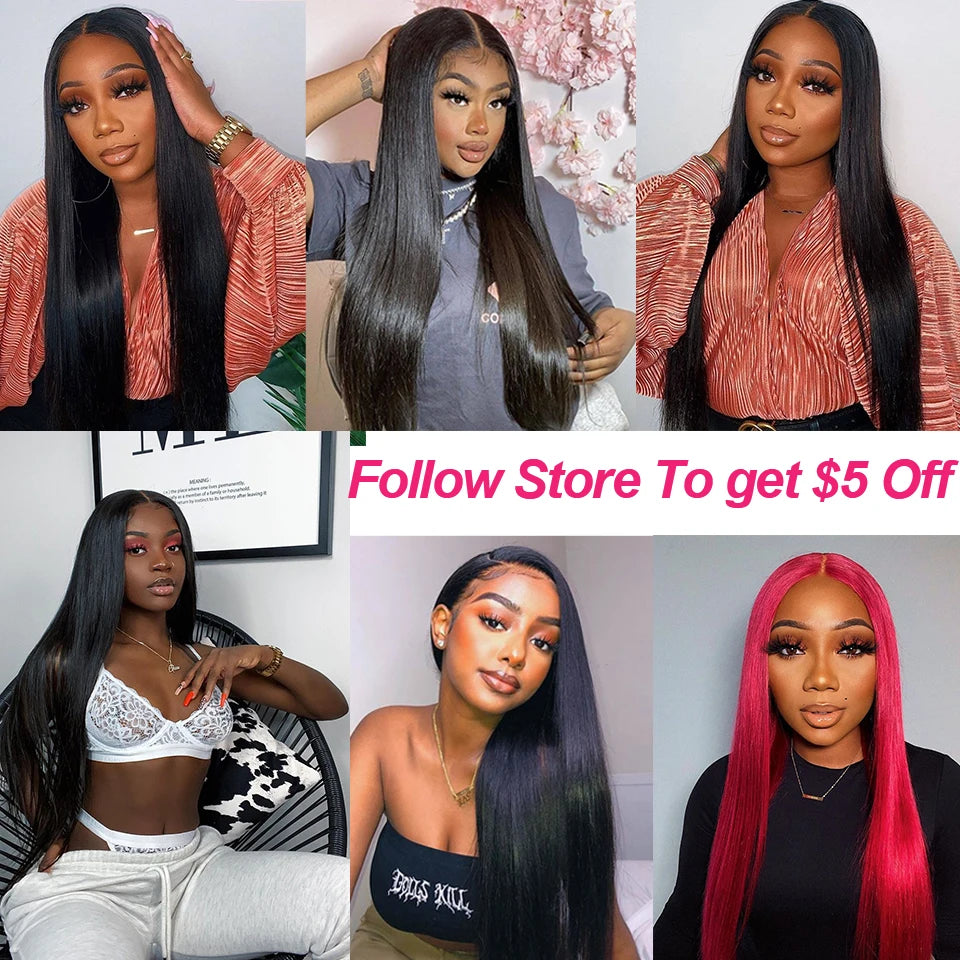 Beaufox Brazilian Hair Weave Bundles Straight Human Hair Bundles Extension Natural/Jet Black Remy 1/3/4 Pc Hair Bundles 8-30 In
