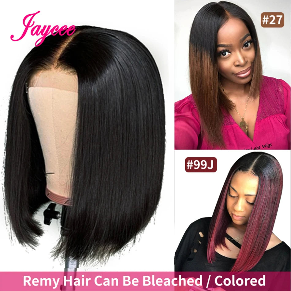 Wear And Go Glueless Short Bob Wigs Brazilian Straight HD Transparent Lace Front Human Hair Wigs Perruque Cheveux Humain 180%