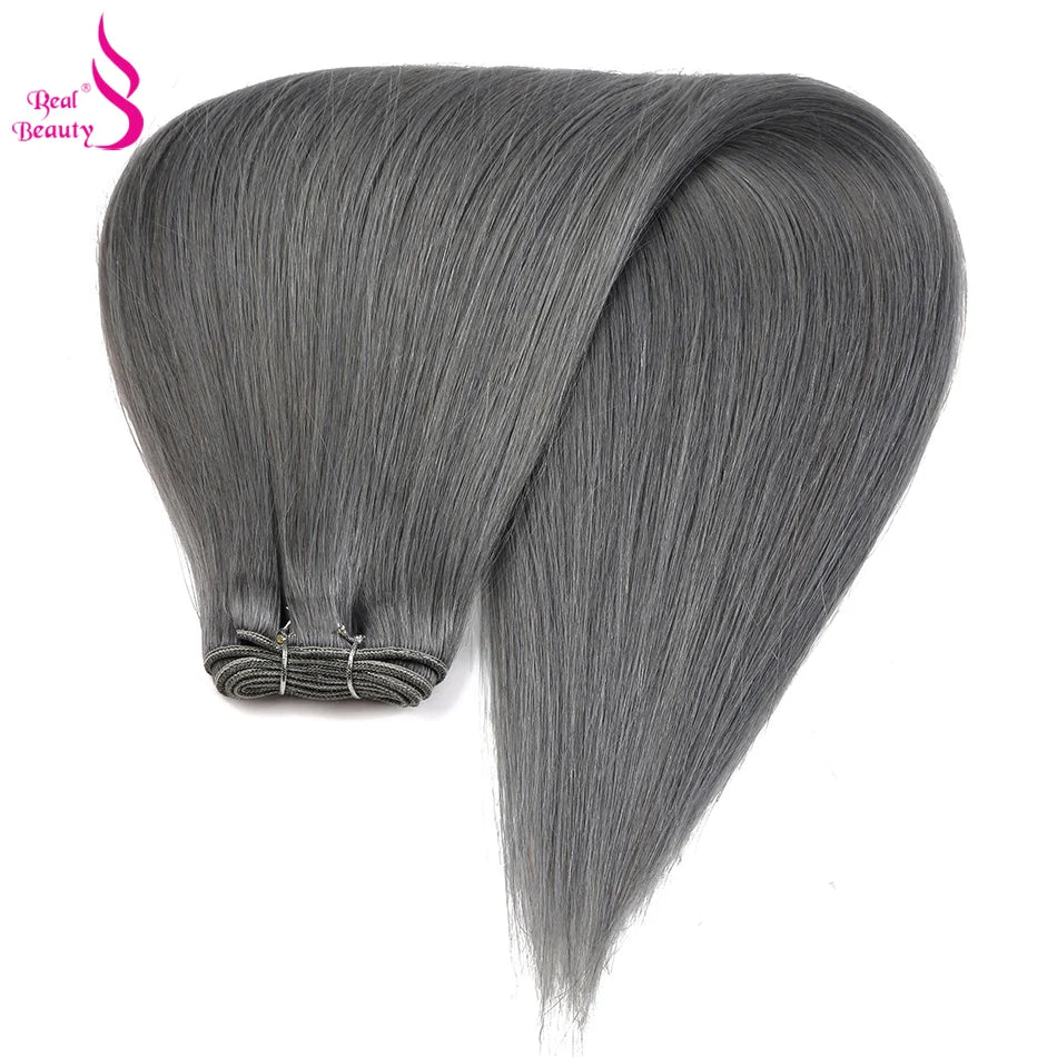 Real Beauty Platinum Blond Brazilian Straight Hair Weave Bundles 14"-28" Hight Ratio Remy Hair Extensions Brown #4 Blond P6/613#