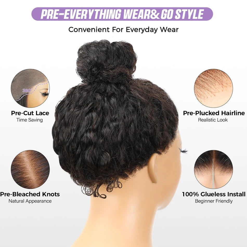 360 Full Invisi Strap Drawstring Sung Water Wave Lace Front Wig Deep Wave Human Isee Hair Wig For Women Wet And Wavy Closure Wig