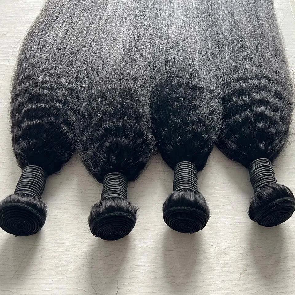 8-30 Kinky Straight Human Hair Bundles Coarse Yaki Weave Bundles Brazilian Raw Human Hair Extensions Sale for Women Double Wefts