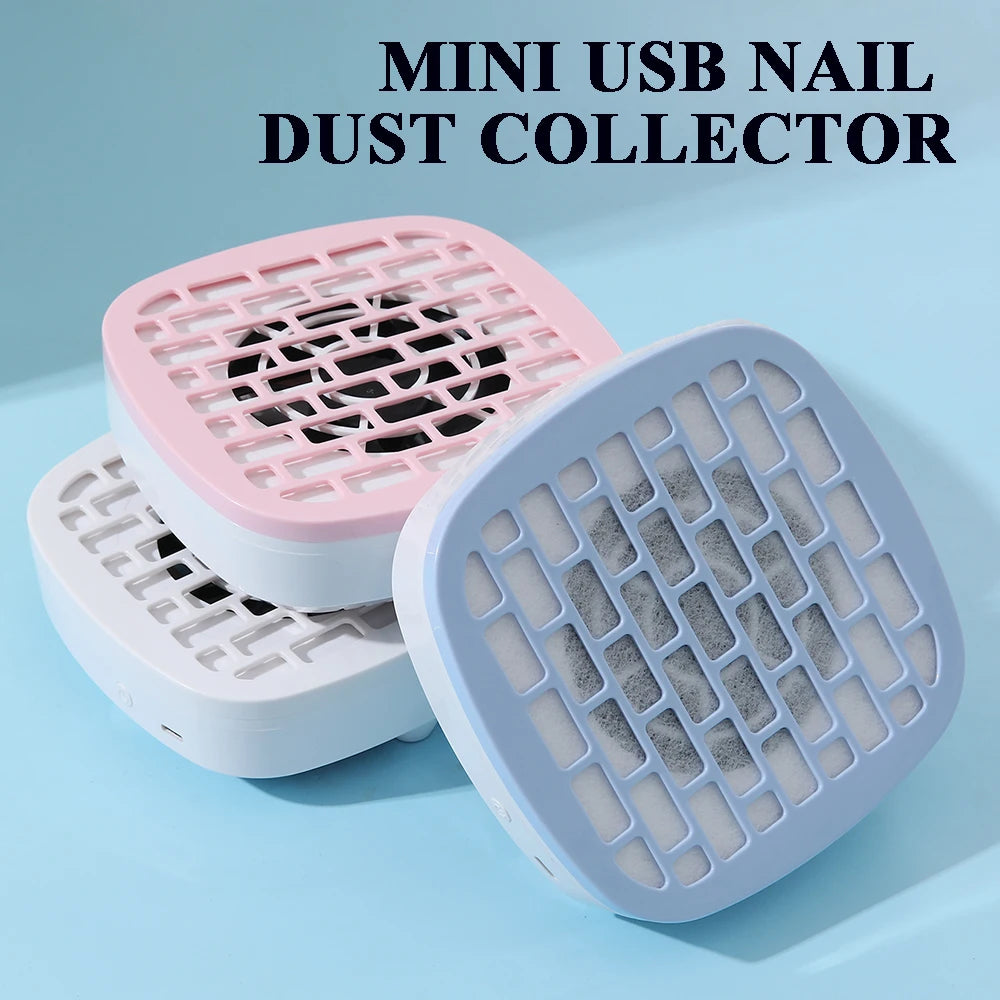 Portable USB Nail Dust Collector Vacuum Cleaner with Filter Pads, Mini Manicure Tool for Acrylic, Glue Dust Cleaning Home Travel