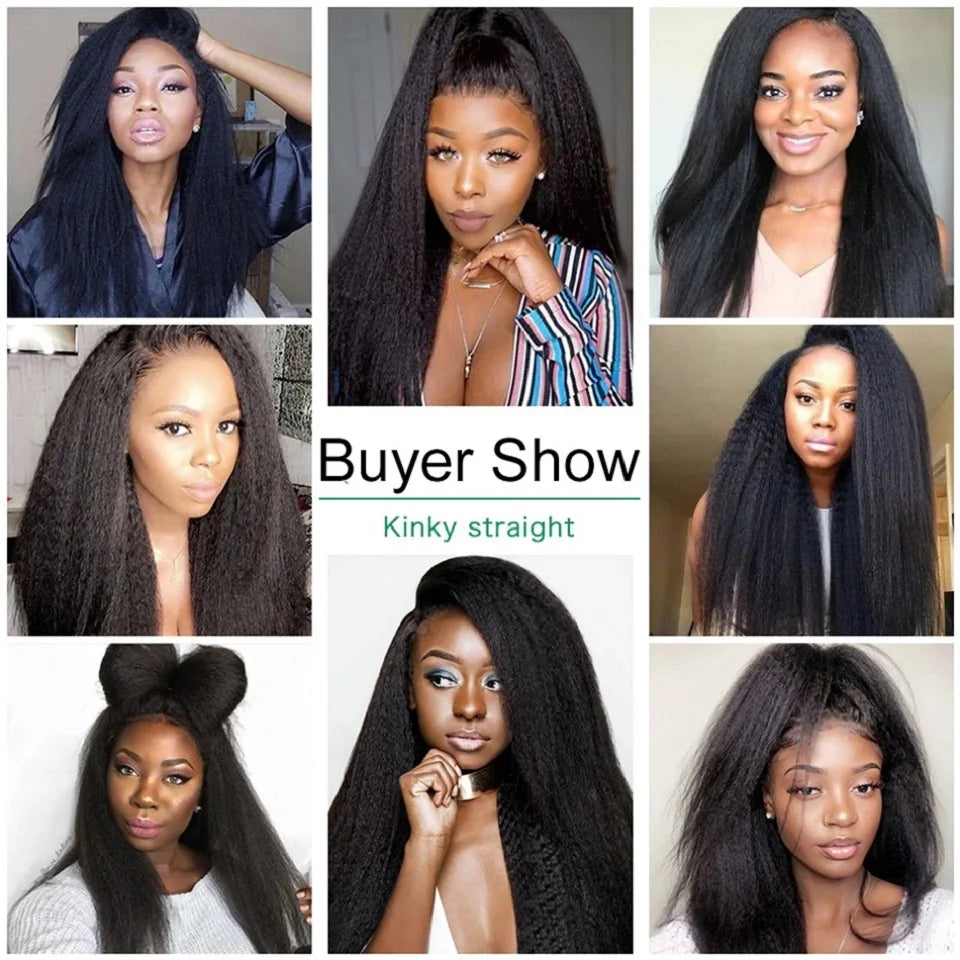 8-30 Kinky Straight Human Hair Bundles Coarse Yaki Weave Bundles Brazilian Raw Human Hair Extensions Sale for Women Double Wefts