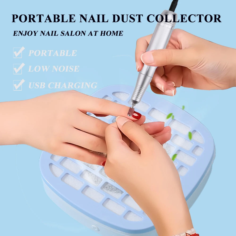 Portable USB Nail Dust Collector Vacuum Cleaner with Filter Pads, Mini Manicure Tool for Acrylic, Glue Dust Cleaning Home Travel
