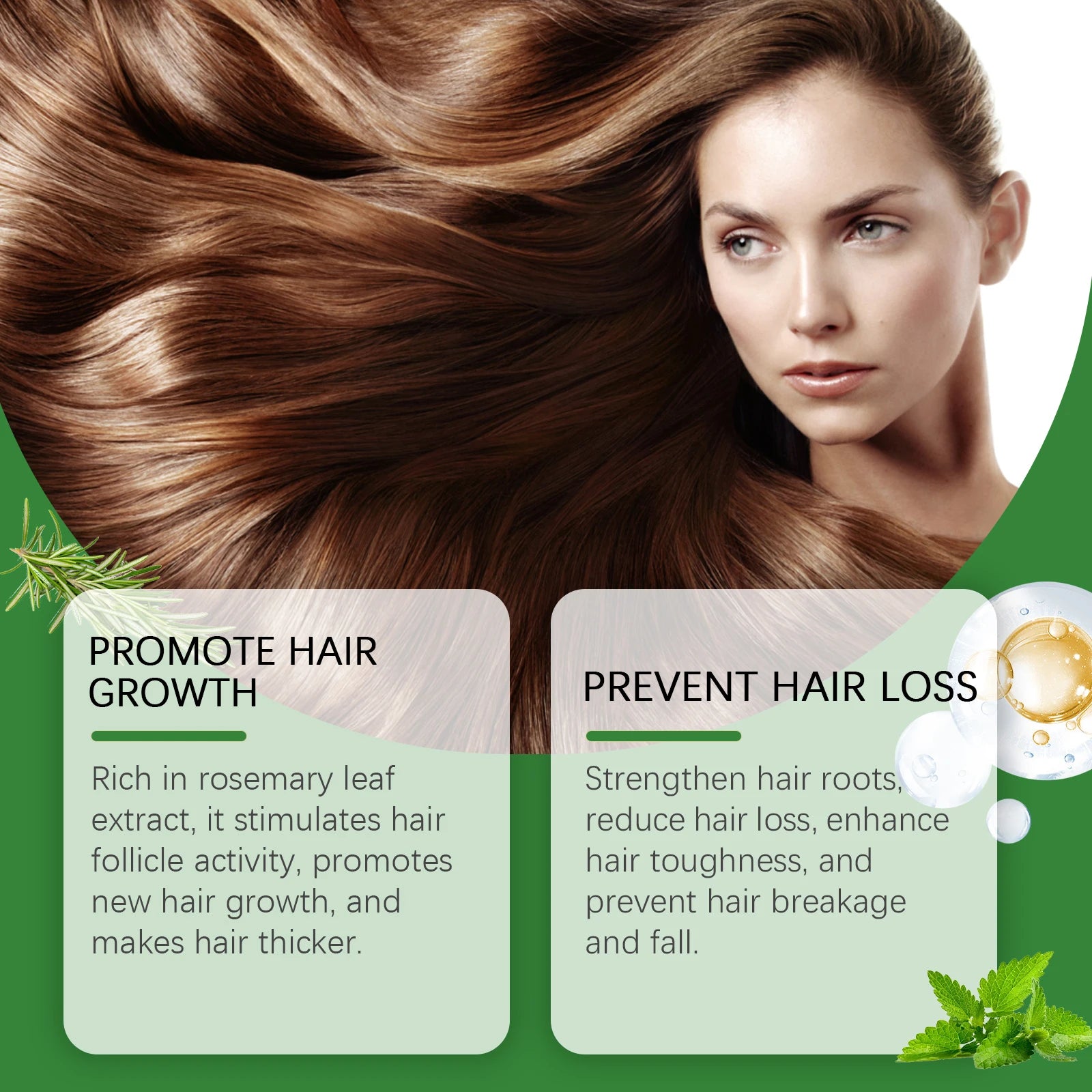 Rosemary Hair Growth Spray Anti Baldness Soothing Scalp Strengthening Root Thickening Hair Repair Split Ends Hair Regrowth Spray