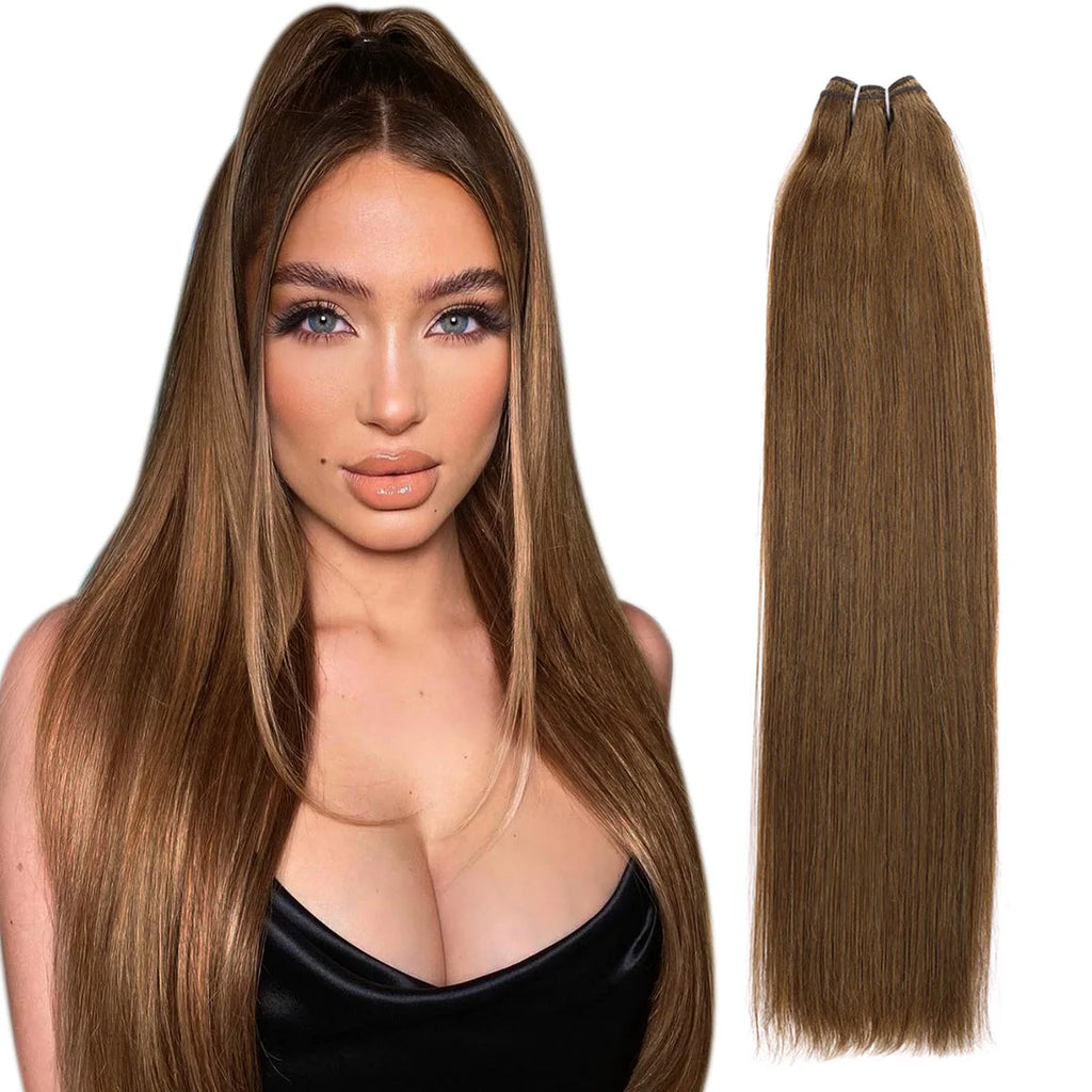 Real Beauty Platinum Blond Brazilian Straight Hair Weave Bundles 14"-28" Hight Ratio Remy Hair Extensions Brown #4 Blond P6/613#