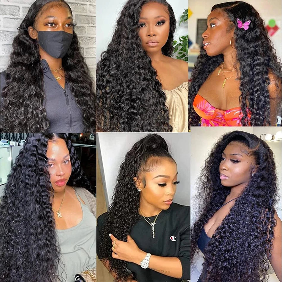360 Full Invisi Strap Drawstring Sung Water Wave Lace Front Wig Deep Wave Human Isee Hair Wig For Women Wet And Wavy Closure Wig