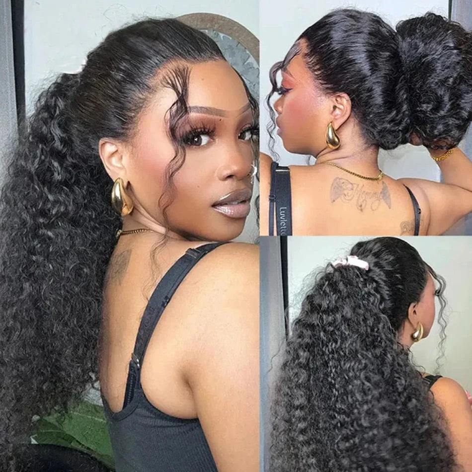 360 Full Invisi Strap Drawstring Sung Water Wave Lace Front Wig Deep Wave Human Isee Hair Wig For Women Wet And Wavy Closure Wig