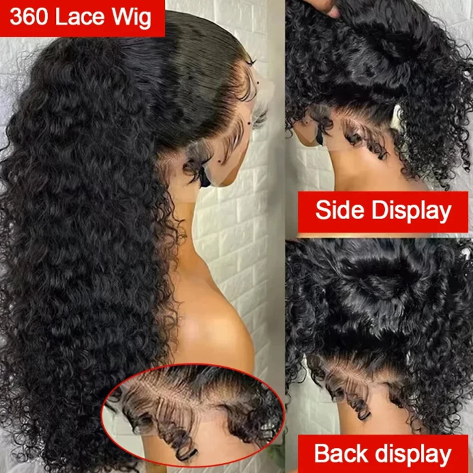360 Full Invisi Strap Drawstring Sung Water Wave Lace Front Wig Deep Wave Human Isee Hair Wig For Women Wet And Wavy Closure Wig