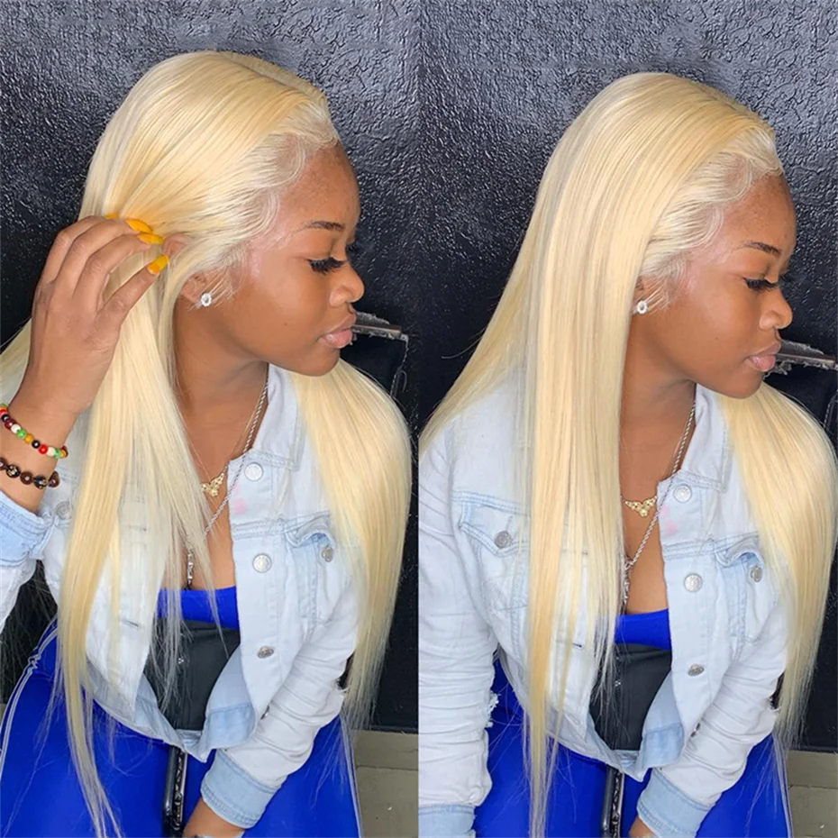13x6 Silver Grey Straight Lace Front Human Hair Wigs Pre Plucked 613 Blonde Body Wave Frontal Wigs For Women Brazilian Hair Wigs