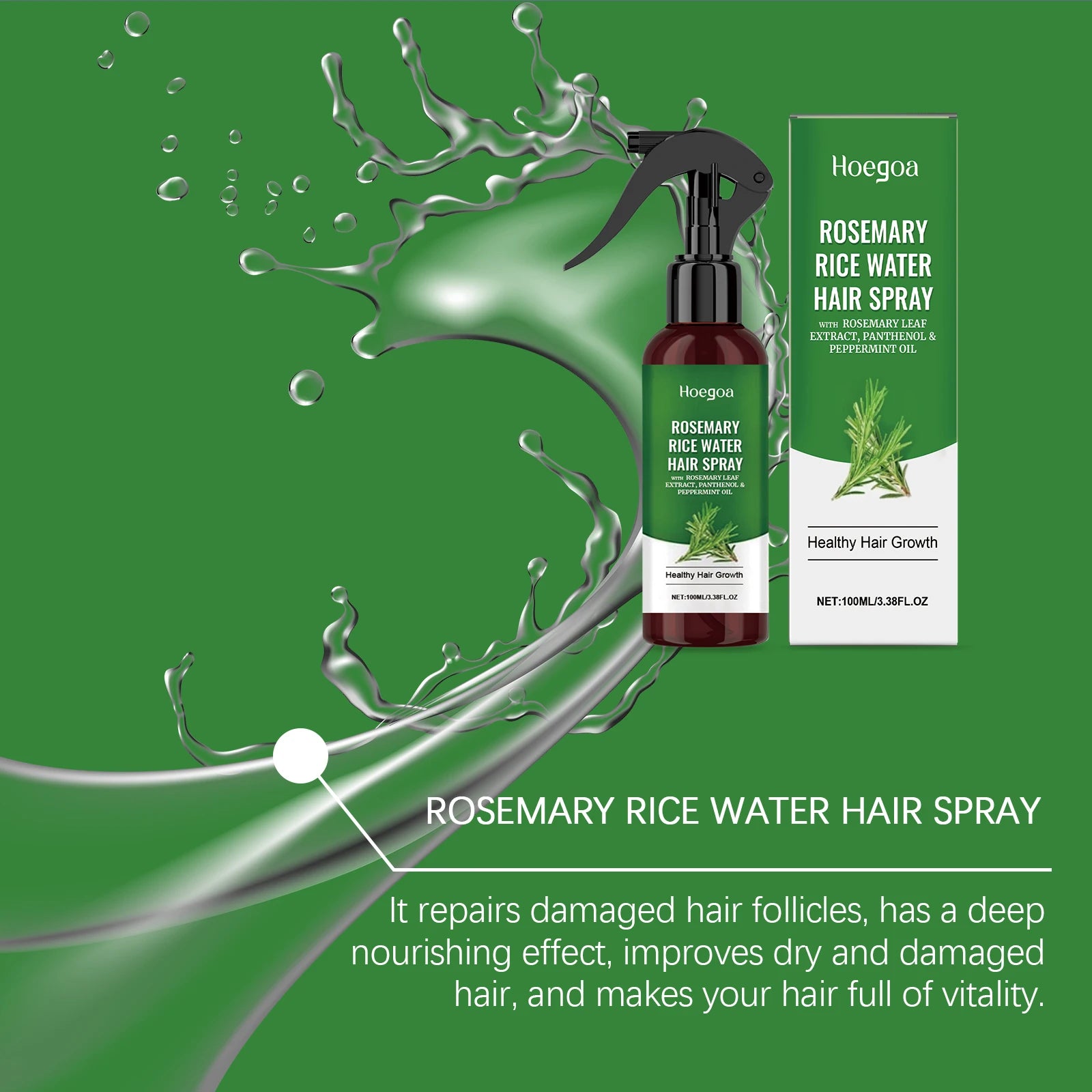 Rosemary Hair Growth Spray Anti Baldness Soothing Scalp Strengthening Root Thickening Hair Repair Split Ends Hair Regrowth Spray