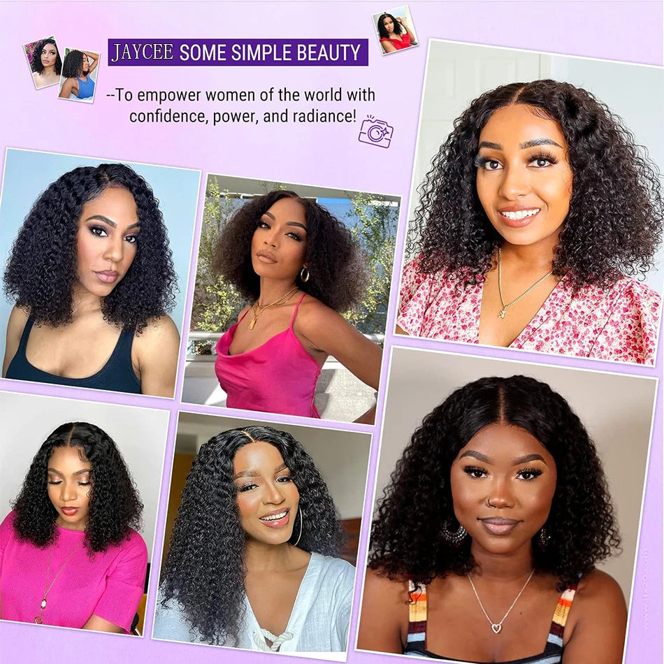 Short Bob Wig Wear And Go 13x4 Kinky Curly Lace Front Human Hair Wigs 15A Peruvian Water Wave Lace Frontal Wigs Pre Plucked