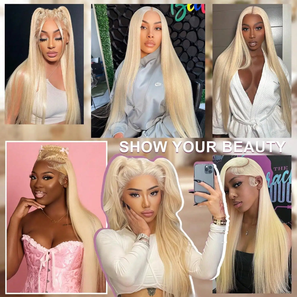 Straight Human Hair Wig 13x4/13x6 HD Lace Frontal Wig 30 Inch 613 Honey Blonde Colored Lace Front Human Hair Wig
