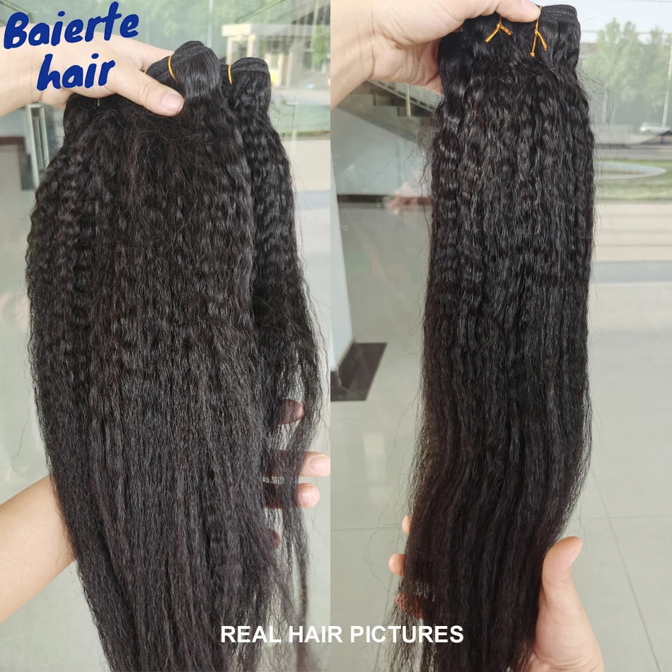 8-30 Kinky Straight Human Hair Bundles Coarse Yaki Weave Bundles Brazilian Raw Human Hair Extensions Sale for Women Double Wefts
