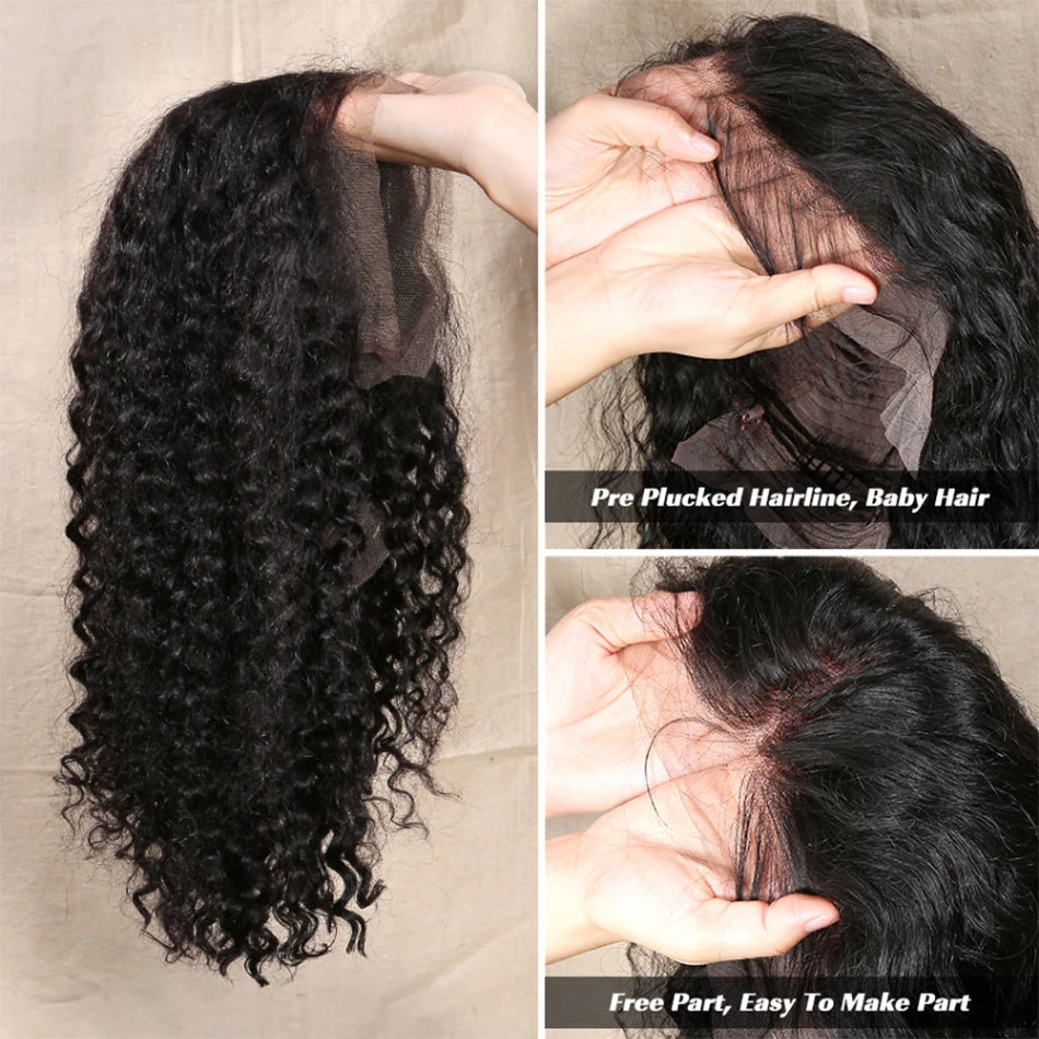 Short Bob Wig Wear And Go 13x4 Kinky Curly Lace Front Human Hair Wigs 15A Peruvian Water Wave Lace Frontal Wigs Pre Plucked