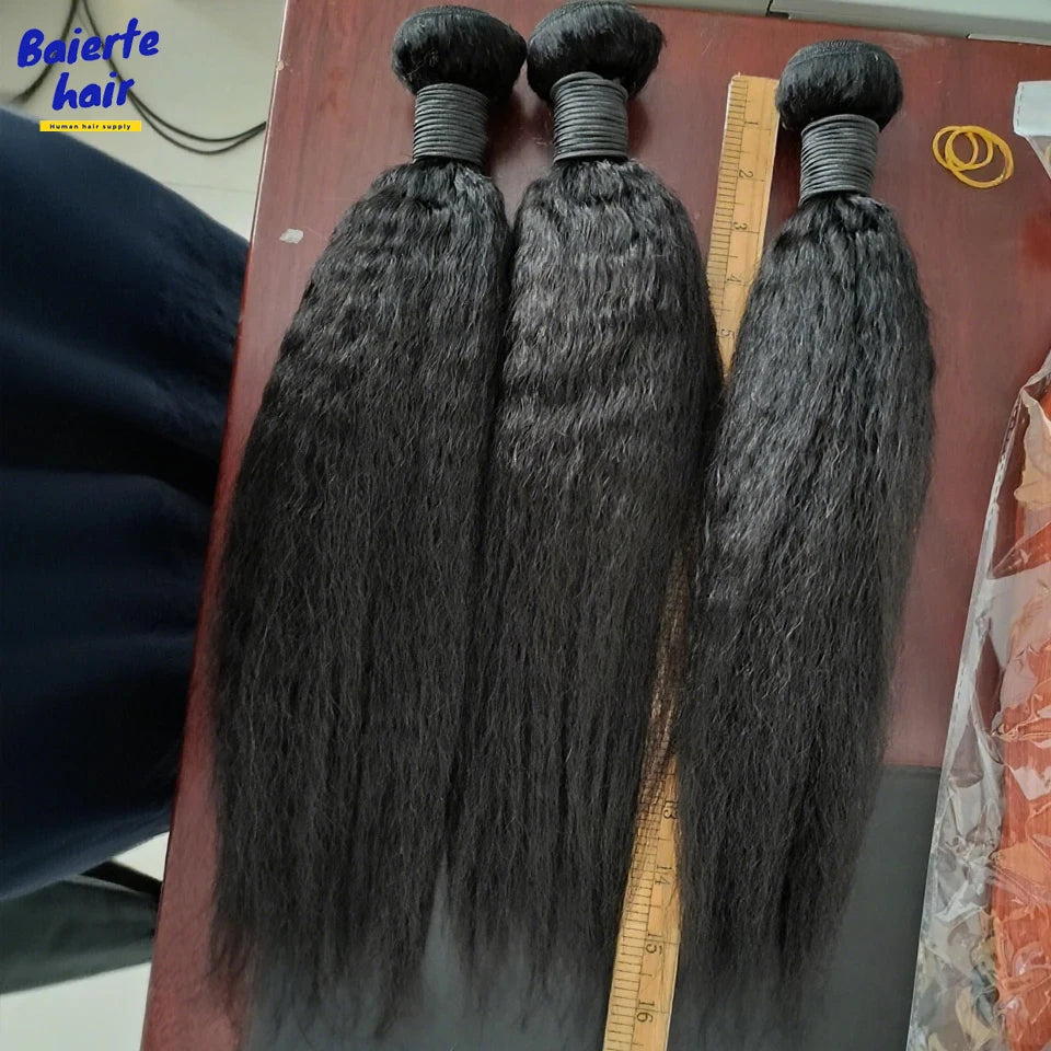 8-30 Kinky Straight Human Hair Bundles Coarse Yaki Weave Bundles Brazilian Raw Human Hair Extensions Sale for Women Double Wefts