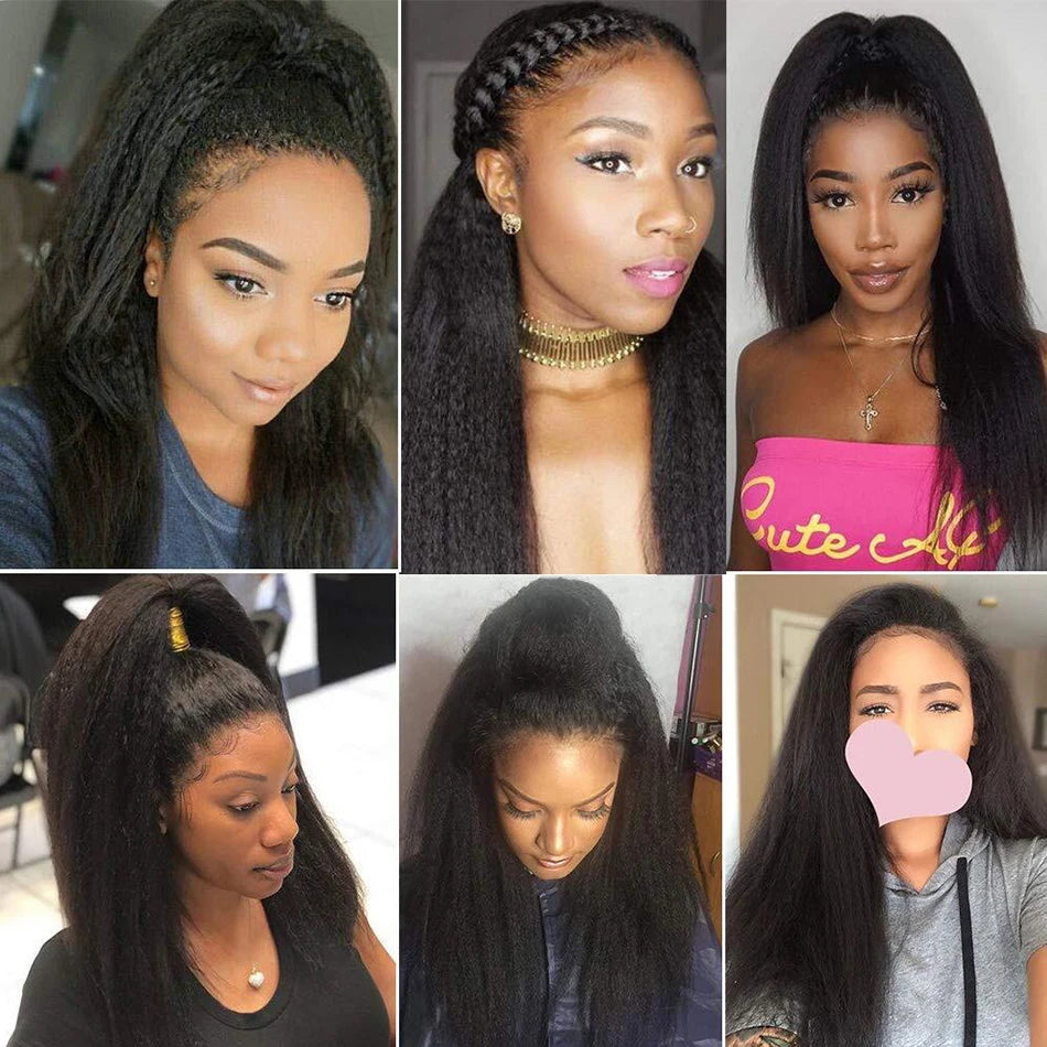 8-30 Kinky Straight Human Hair Bundles Coarse Yaki Weave Bundles Brazilian Raw Human Hair Extensions Sale for Women Double Wefts