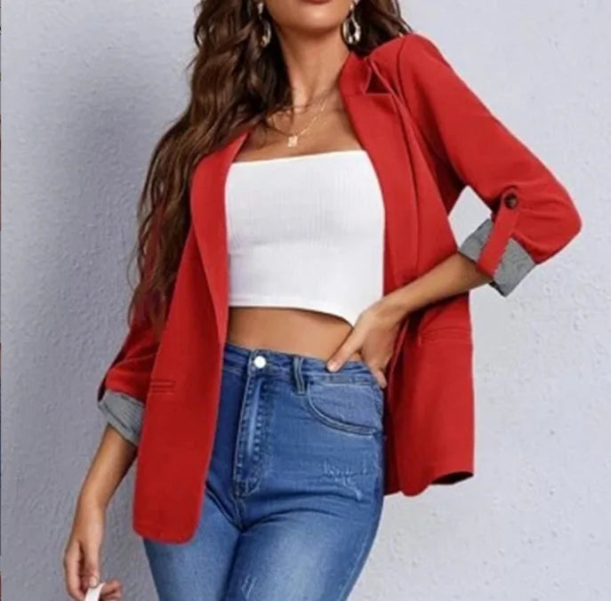 Solid Color Office Slim Blazers For Woman 2025 Autumn Winter Women's Jacket Coats Elegant Female Outerwears