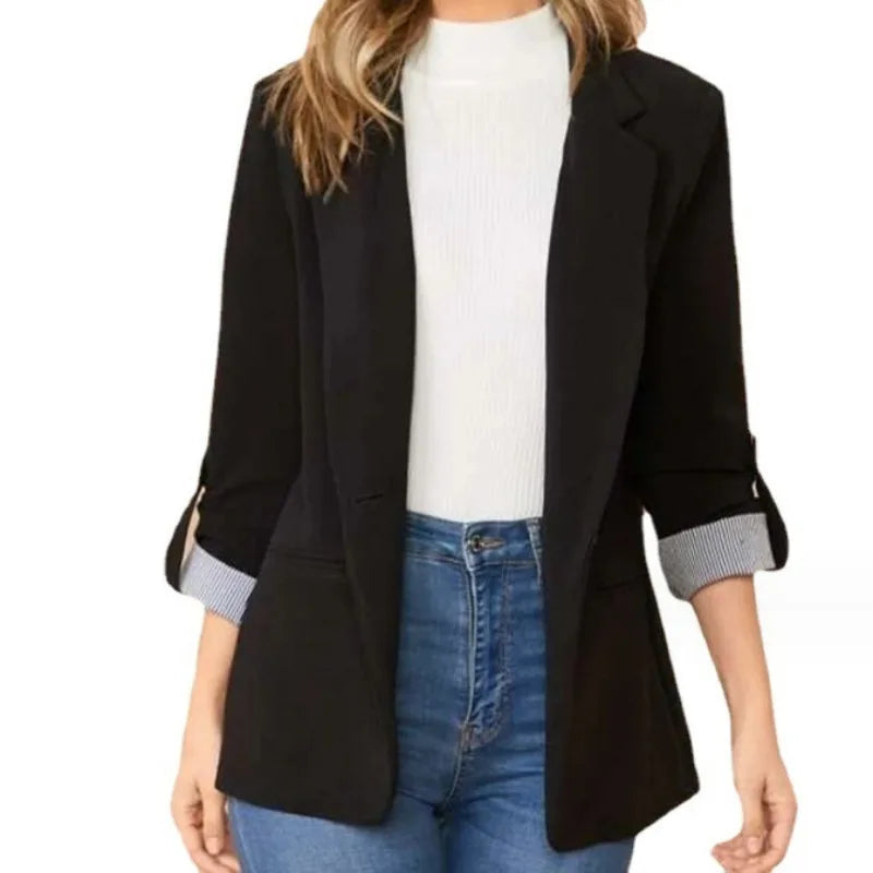 Solid Color Office Slim Blazers For Woman 2025 Autumn Winter Women's Jacket Coats Elegant Female Outerwears