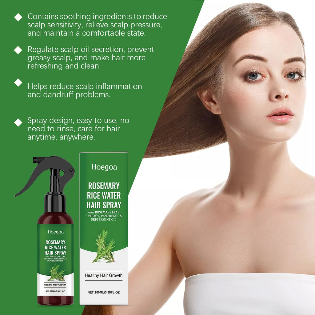Rosemary Hair Growth Spray Anti Baldness Soothing Scalp Strengthening Root Thickening Hair Repair Split Ends Hair Regrowth Spray