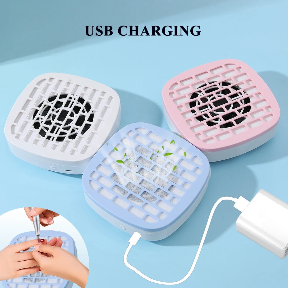 Portable USB Nail Dust Collector Vacuum Cleaner with Filter Pads, Mini Manicure Tool for Acrylic, Glue Dust Cleaning Home Travel