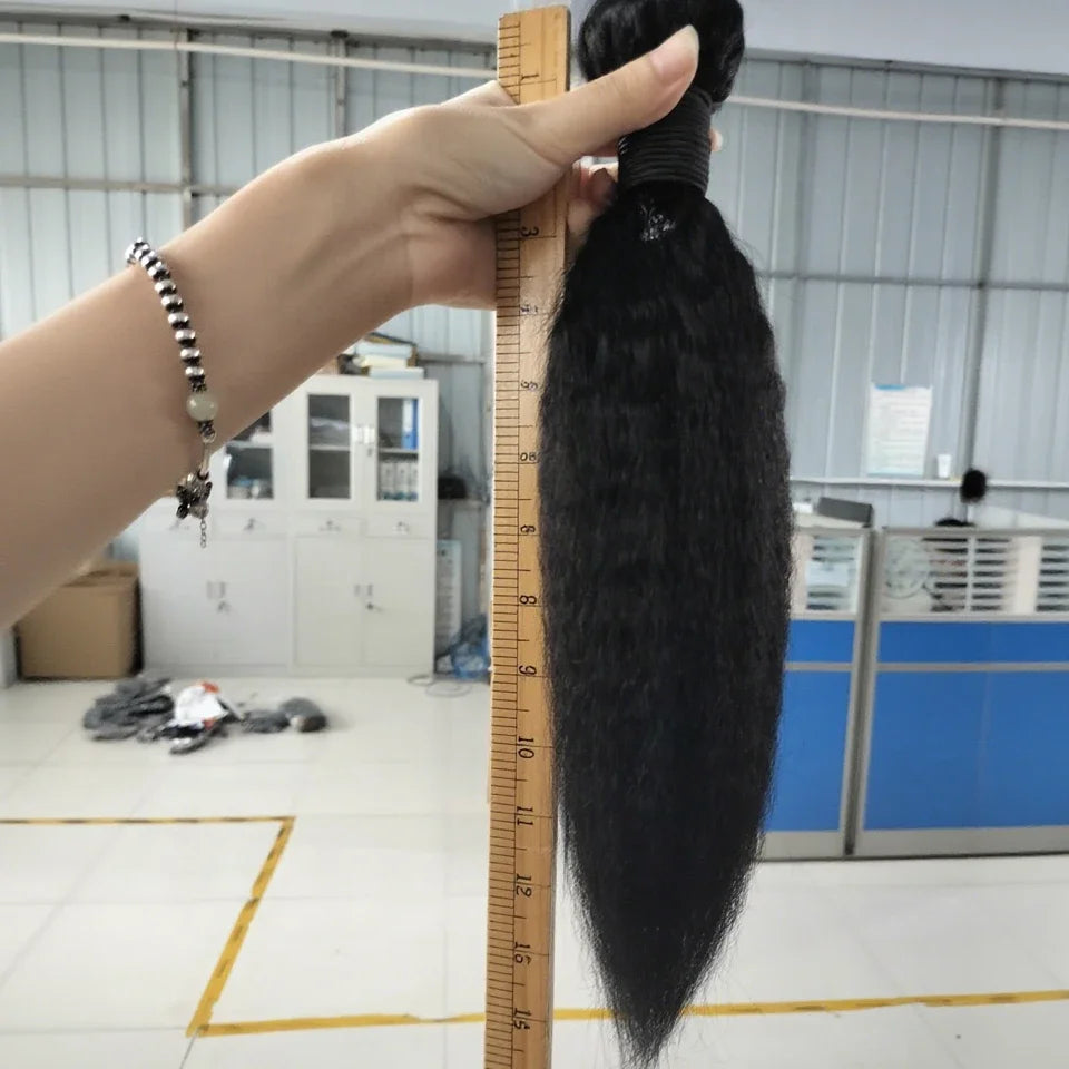 8-30 Kinky Straight Human Hair Bundles Coarse Yaki Weave Bundles Brazilian Raw Human Hair Extensions Sale for Women Double Wefts