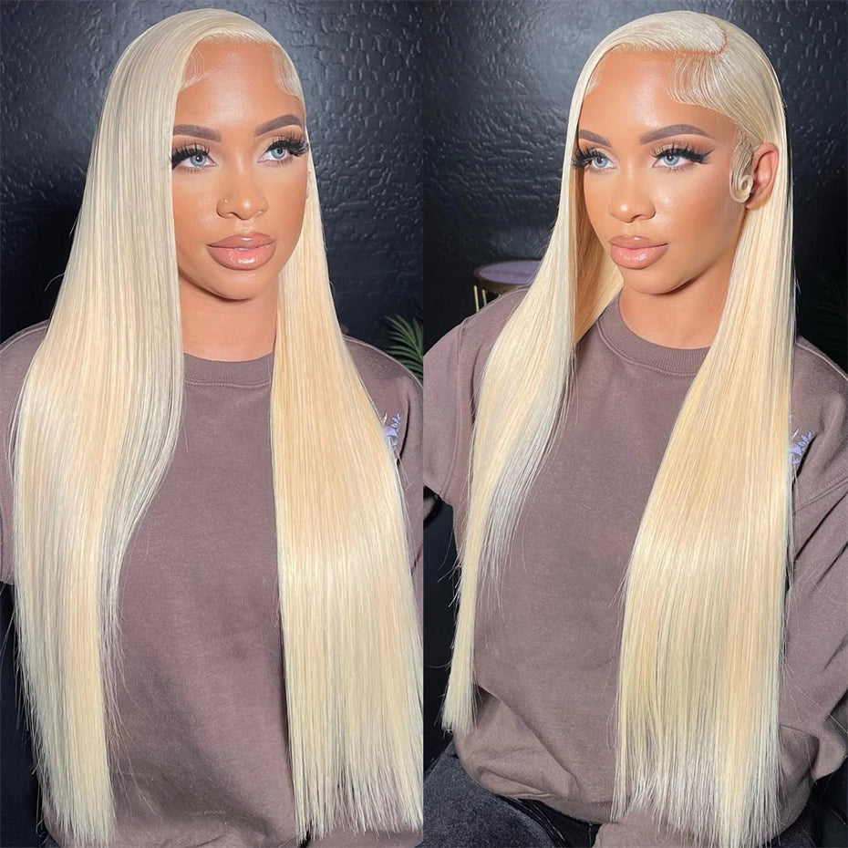 13x6 Silver Grey Straight Lace Front Human Hair Wigs Pre Plucked 613 Blonde Body Wave Frontal Wigs For Women Brazilian Hair Wigs