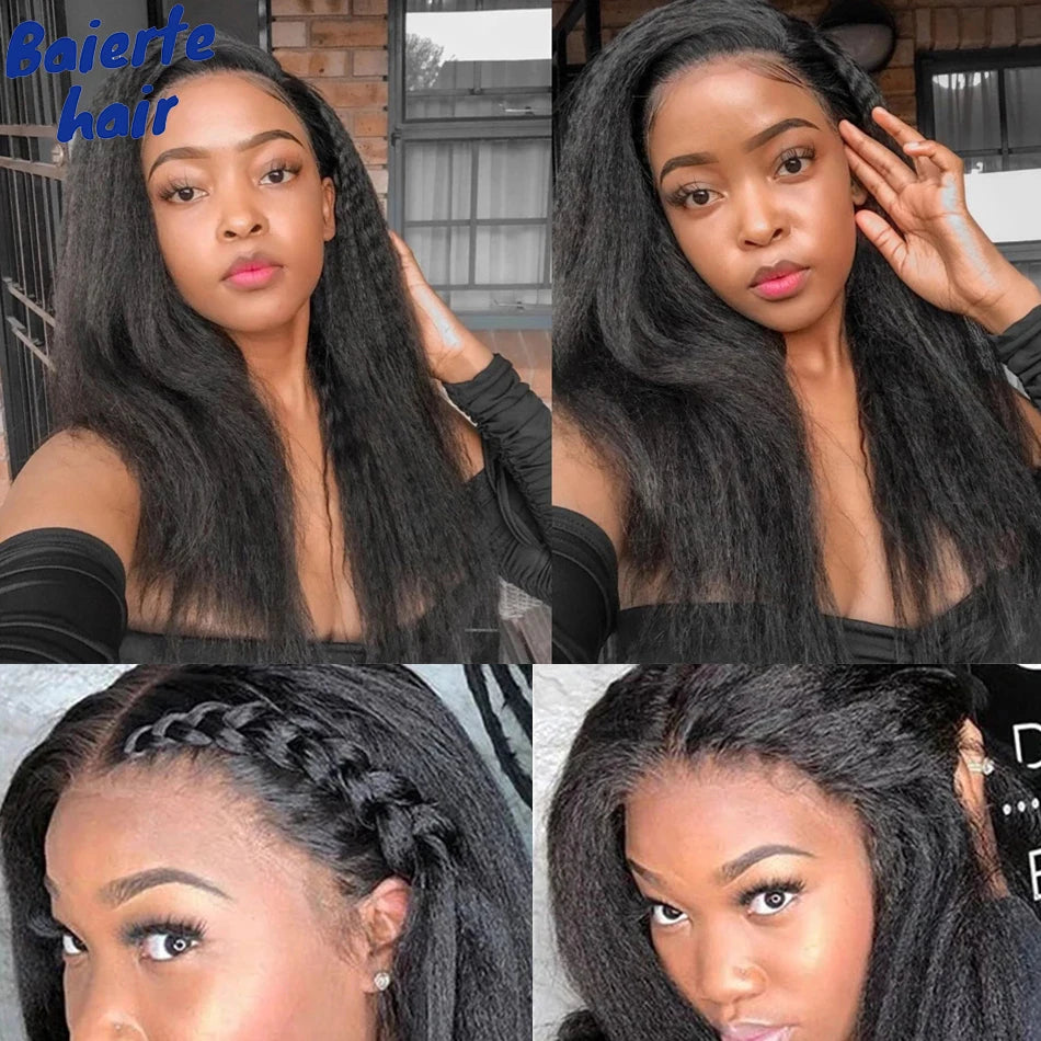 8-30 Kinky Straight Human Hair Bundles Coarse Yaki Weave Bundles Brazilian Raw Human Hair Extensions Sale for Women Double Wefts