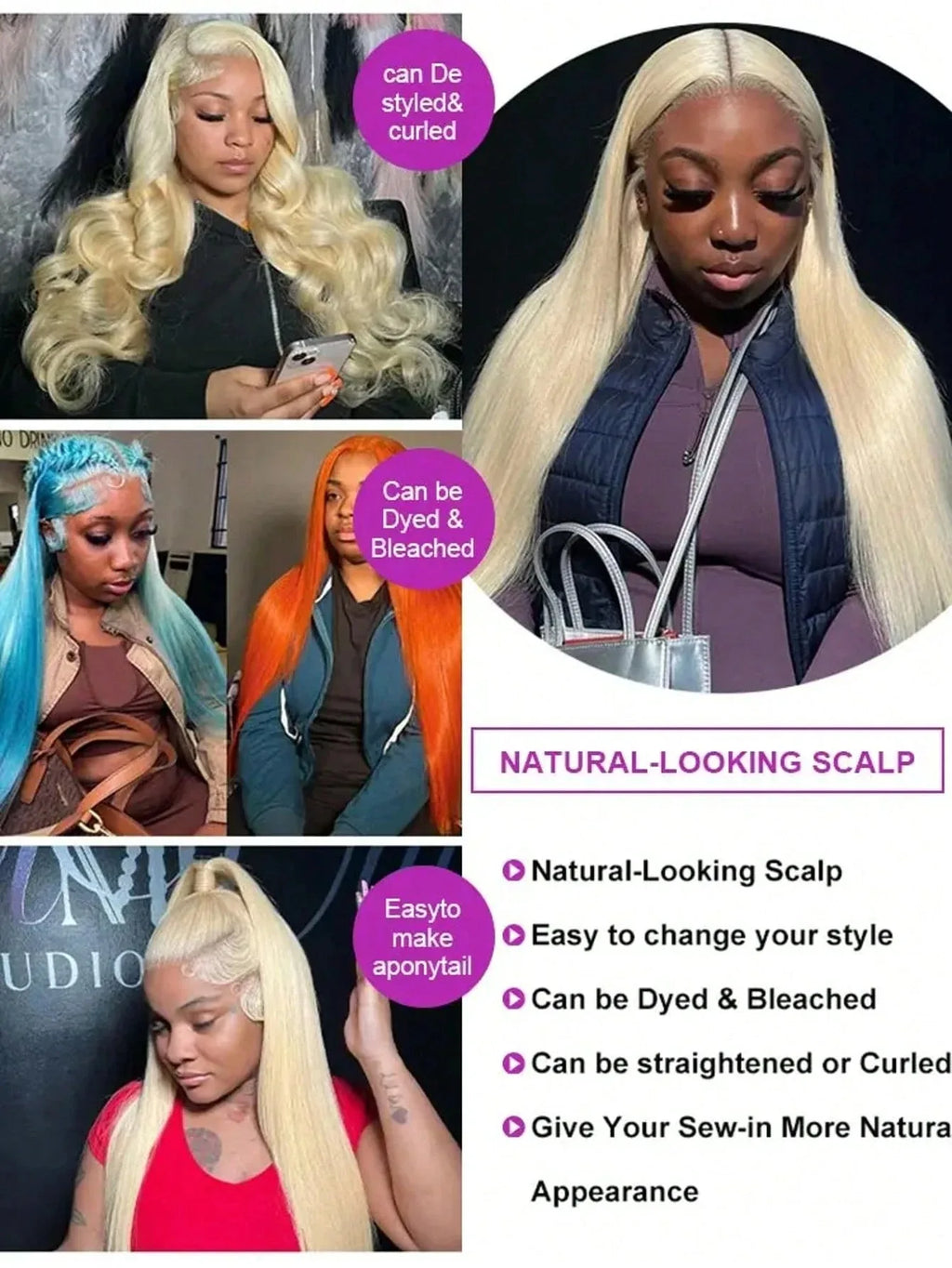 Straight Human Hair Wig 13x4/13x6 HD Lace Frontal Wig 30 Inch 613 Honey Blonde Colored Lace Front Human Hair Wig