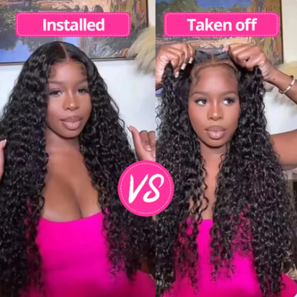 360 Full Invisi Strap Drawstring Sung Water Wave Lace Front Wig Deep Wave Human Isee Hair Wig For Women Wet And Wavy Closure Wig