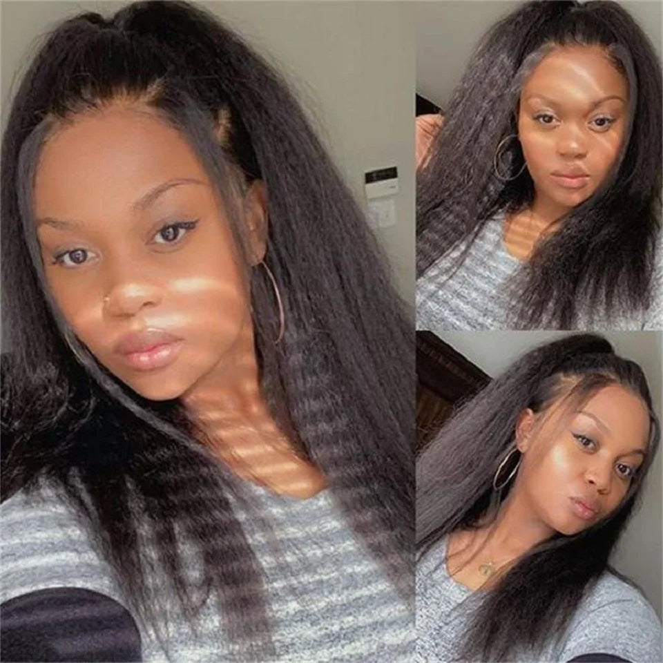 8-30 Kinky Straight Human Hair Bundles Coarse Yaki Weave Bundles Brazilian Raw Human Hair Extensions Sale for Women Double Wefts