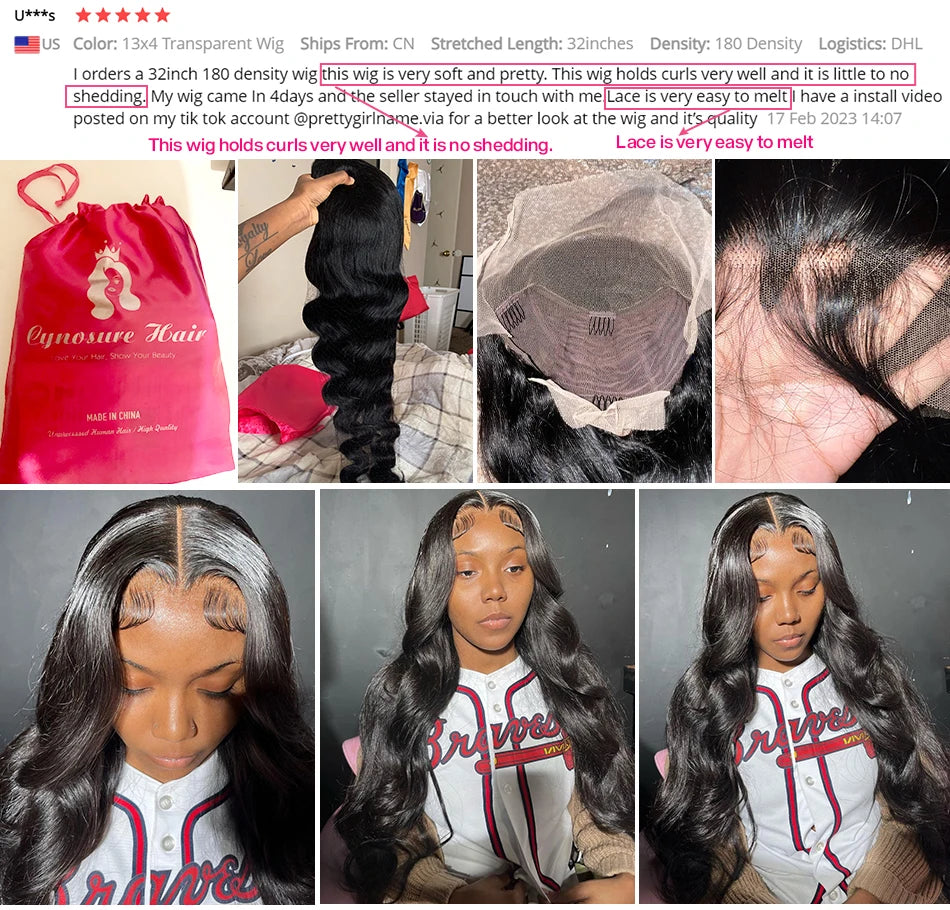 Cynosure 13x6 HD Lace Frontal Wig Preplucked Glueless Wig Human Hair Ready to Wear 13x4 Body Wave Human Hair Wigs for Women