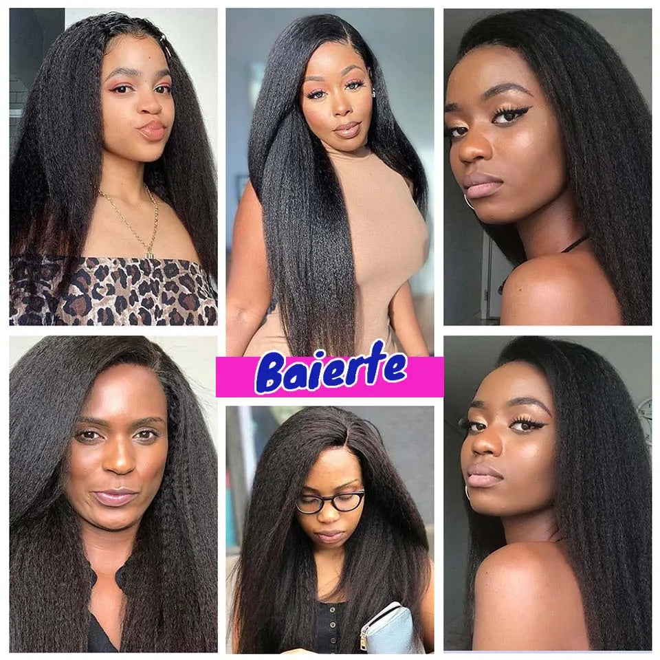 8-30 Kinky Straight Human Hair Bundles Coarse Yaki Weave Bundles Brazilian Raw Human Hair Extensions Sale for Women Double Wefts