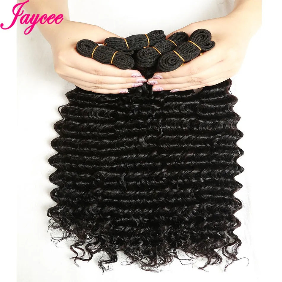 Deep Wave 4 Bundles Deal 15A Brazilian Virgin Human Hair 100% Unprocessed Water Wave Curly Human Hair Extensions Loose Deep Wave