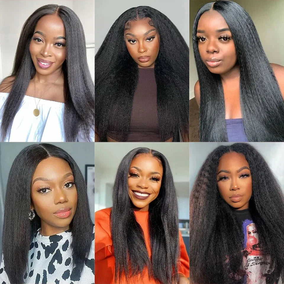 8-30 Kinky Straight Human Hair Bundles Coarse Yaki Weave Bundles Brazilian Raw Human Hair Extensions Sale for Women Double Wefts