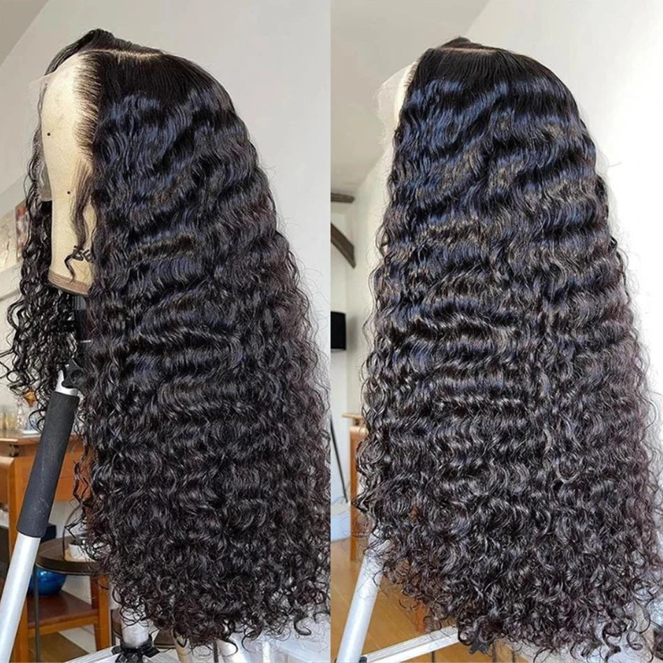 360 Full Invisi Strap Drawstring Sung Water Wave Lace Front Wig Deep Wave Human Isee Hair Wig For Women Wet And Wavy Closure Wig