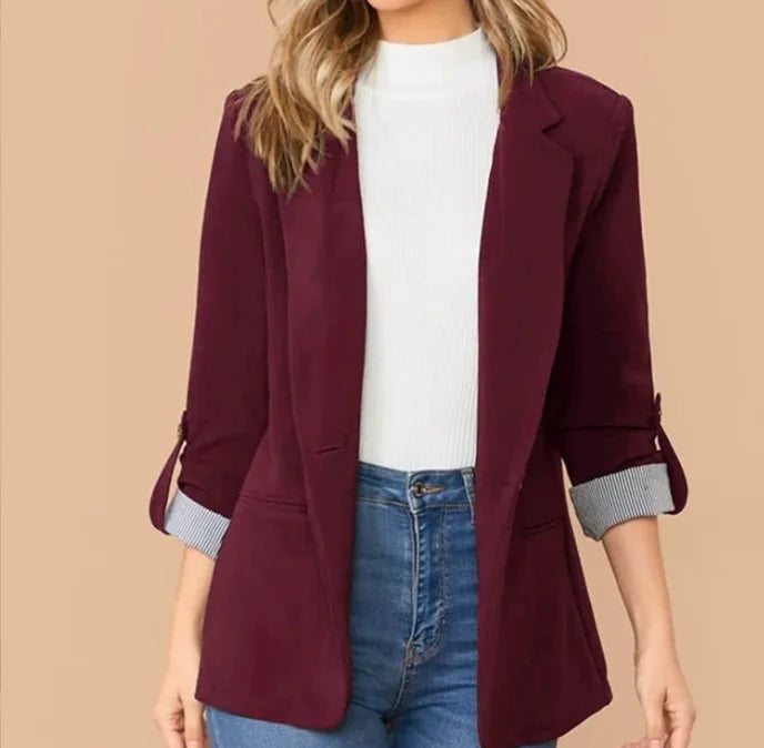 Solid Color Office Slim Blazers For Woman 2025 Autumn Winter Women's Jacket Coats Elegant Female Outerwears